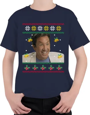 Produktbild von Santa - Ugly Christmas Sweater Weihnachten Uni Kinder T-Shirt, Navy, 152