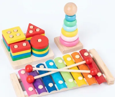 Imagen del producto de Kit de aprendizaje Montessori de madera, de 4 piezas, para niños