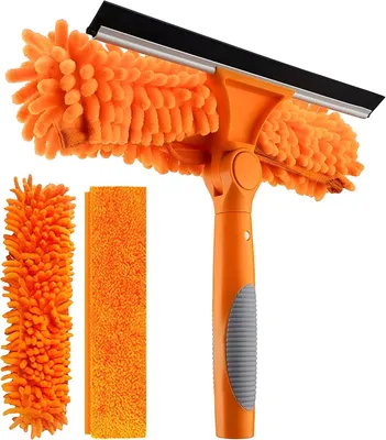 Produktbild von Teleskop Fensterwischer 165 cm, 2-in-1, Edelstahlstange, 180 Grad drehbarer Kopf, für Fenster