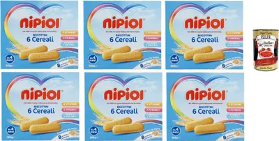 Produktbild von Nipiol Biscottini 6 Cereali, 6x 360 g + Italian Gourmet polpa 400g