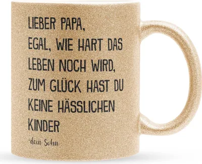 Produktbild von 22Feels Glitzertasse Gold Papa Geschenk von Sohn Vatertag Vater Geburtstag Weihnachten Kaffeetasse Männer Haferl Geschenkidee Bürotasse