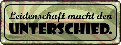 Image de vianmo Plaque en tôle 10x27 cm Leidenschaft macht Unterschied