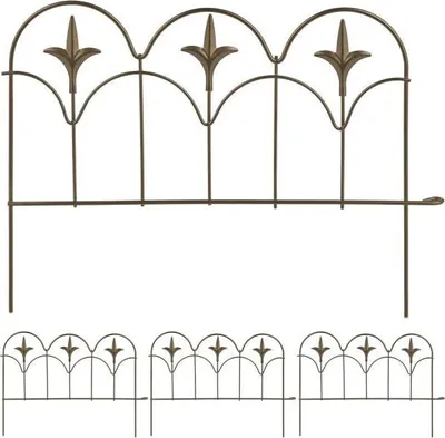Produktbild von 4 Stück Metall Beeteinfassung Schwarz Fleur-de-Lis, Höhe 40 cm, 60 cm pro Abschnitt