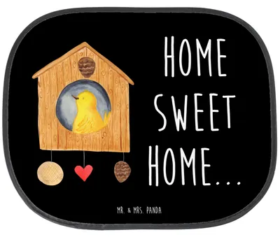 Produktbild von Mr. & Mrs. Panda Hitzeschutz Auto Vogelhaus Home - Schwarz - Geschenk, Lustige Sprüche, fenster sonnenschutz, Haus, Sonnenblende, Fürs, Umzug, Autoscheibe, Einzug, Sweet