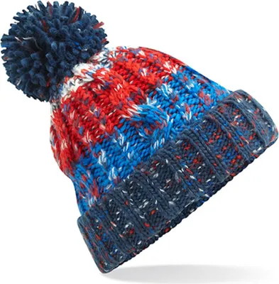 Immagine prodotto di Beechfield B486 | Cavatappi Pom Pom Beanie Cappello invernale - Colore: Chilli Blues - Taglia: Unica