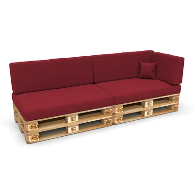 Produktbild von POKAR Palettenkissen Palettenauflagen mit abnehmbarem Bezug Palettensofa, Größe:6er Set, Farbe:Dunkelrot