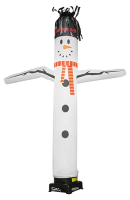 Produktbild von Aufblasbarer Schneemann - Air Dancer Werbefigur 3 m - Mit 550 W Gebläse - Wasserdicht IPX4 für außen - 210D Oxford-Gewebe - EU-Stecker 230 V - Weiß/Schwarz