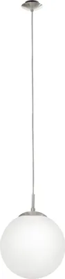 Produktbild von EGLO Pendelleuchte Rondo, 1 flammige Esszimmerlampe, Hängelampe aus Metall in Silber und Glas in opal-matt weiß, E27 Fassung, Ø 25 cm