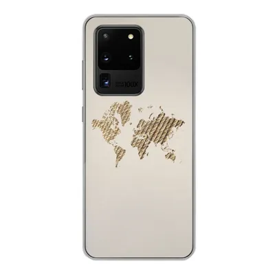 Produktbild von MuchoWow® Handyhülle Schutzhülle Hülle für Samsung Galaxy S20 Ultra Weltkarte - Seil - Braun Silikon Softcase Handy Hülle - Karteninhaber