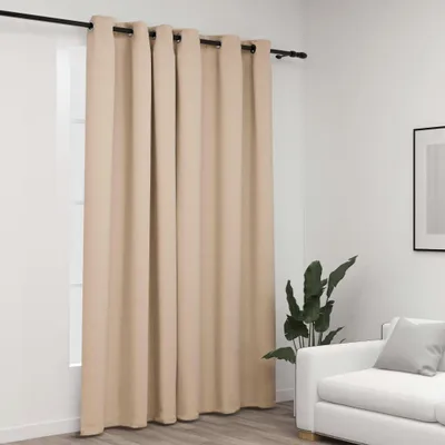 Produktbild von Möbel Verdunkelungsvorhang mit Ösen Leinenoptik Beige 290x245 cm - Gardinen & Vorhänge &29255