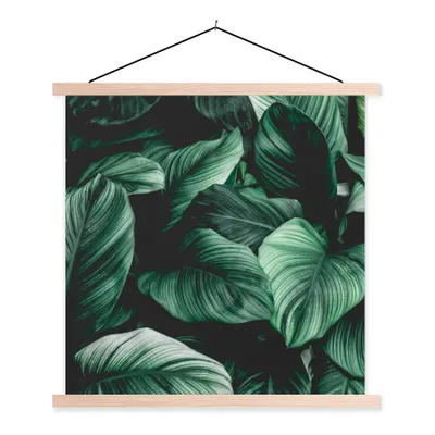 Produktbild von MuchoWow® Textilposter Dschungel - Blätter - Tropisch - Pflanzen - Natur 60x60 cm mit holzfarbenen Rahmen - Wanddekoration