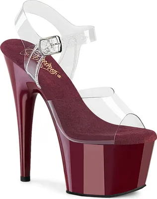 Produktbild von ADORE-708 Pleaser y Damen High-Heels Damen Riemen Plateausandaletten klar burgund