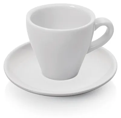 Produktbild von 24x Espresso Tasse Obertasse + Untertasse Italia 90 ml weiß, Porzellan