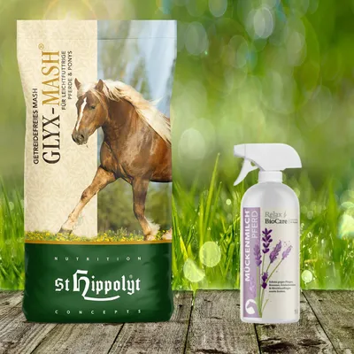 Produktbild von St. Hippolyt Glyx Mash 15 kg + Relax Biocare Mückenmilch 500 ml