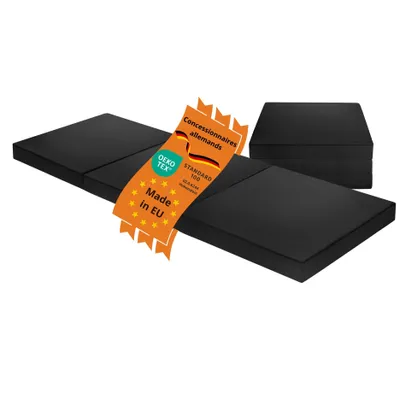 Image de Matelas pliable 65 x 196 x 8,5 cm, matelas d'appoint, matelas pliable en 3 parties, H2,5, noire, sleepling