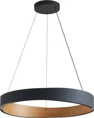 Produktbild von Lucande LED-Hängeleuchte Daelor, schwarz/Holz, CCT, dimmbar