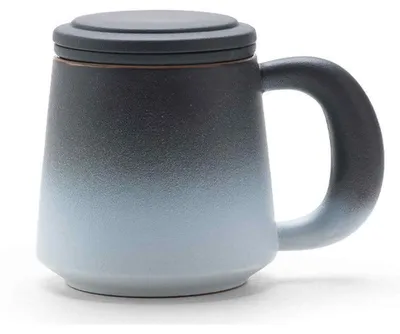 Obrázek produktu pro Keramický hrnek, 1 kus, 420 ml, s nerezovým nálevníkem a víčkem pro přípravu čaje