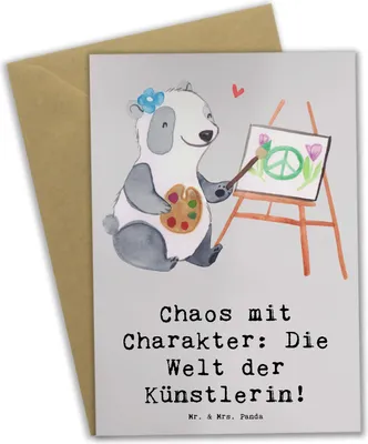 Produktbild von Mr. & Mrs. Panda babykarte Künstlerin Chaos - Grau Pastell - Geschenk, Geschenke für Berufstätige, Ausstellungen, weihnachtskarten, hochzeitskarten, Kunstschaffende