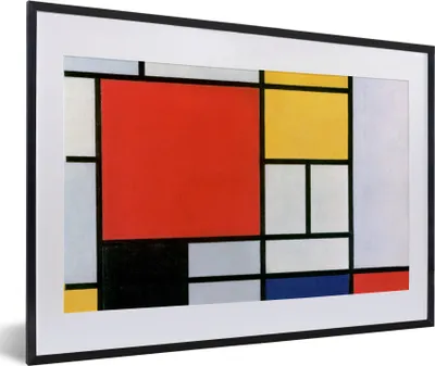 Produktbild von MuchoWow® Gerahmtes Poster Kunst - Mondrian - Alte Meister 60x40 cm - Poster mit Schwarzem Bilderrahmen Wandposter Rahmen Foto Bilder - Schlafzimmer - Plakat in Rahmen - Drucken