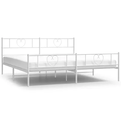 Produktbild von Bettgestell mit Kopf- und Fußteil Metall Weiß 193x203 cm