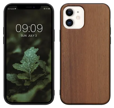 Produktbild von kwmobile Handyhülle für Apple iPhone 12 / iPhone 12 Pro Hülle Holz - Case mit TPU Bumper - Stoßfestes Hardcase - Schutzhülle Cover in Vintage Braun
