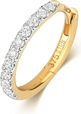 Produktbild von Wunderschöne 9 Karat (375) Gold Damen - Diamant Einzel Knorpel Creole Brillant-Schliff 0.11 Karat GH - SI3-I1 - 13mm; TRS35416
