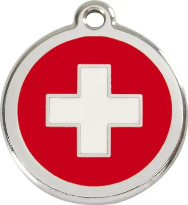 Produktbild von RedDingo Hundemarke mit individueller Gravur Schweiz Flagge, Größe: M