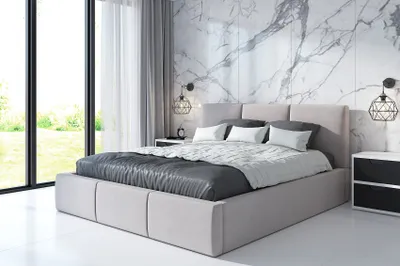 Produktbild von Polsterbett VEROM 160 x 200  plus Matratze und Bettkasten. Möbel vom Hersteller- Handarbeit! Bett Komplett-Set mit Matratze,Bettkasten, Lattenrost & Kopfteil. Modern und robust. Elegantes Bett mit massives Kopfteil und kristallähnlichen Knöpfen.