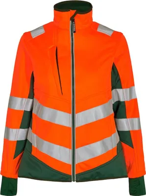 Produktbild von F. Engel Safety Damen Softshelljacke, Orange/Grün, Gr. 2XL