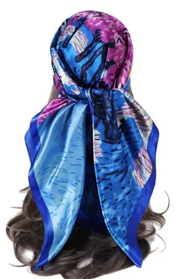 Immagine prodotto di Foulard da donna con motivo floreale, bandana, sciarpa per capelli, 90 x 90 cm, multicolore