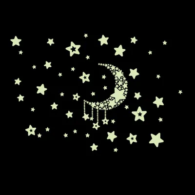 Produktbild von Nachtsternenhimmel, Mond und Sterne – DIY-Leuchtsticker zum Selbermachen – Wanddeko für Kinderzimmer, Babyzimmer und Wohnzimmer