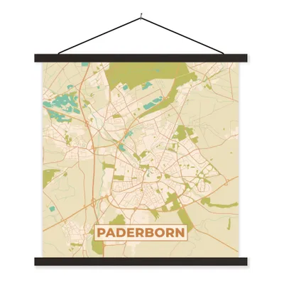 Produktbild von MuchoWow® Textilposter Padersborn - Karte - Vintage - Stadtplan 40x40 cm mit schwarzem Rahmen - Fotos