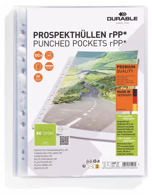 Obrázek produktu pro DURABLE D?rované rPP eurofólie A4 PREMIUM, balení 100 ks, Pr?hledné, 100 ks, 268519