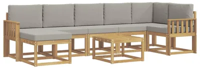 Imagen del producto de Conjunto de sofás de exterior 8 pcs Blanco y Gris Claro