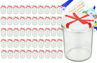Image de lot de 50 pots 435 ml To 82 avec couvercle décoratif et livret de recettes "Diamant Gelierzauber"