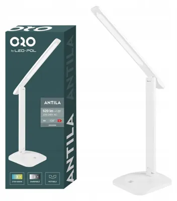 Produktbild von LED-POL ANTILA LED-Schreibtischlampe 8W 520lm Weiß