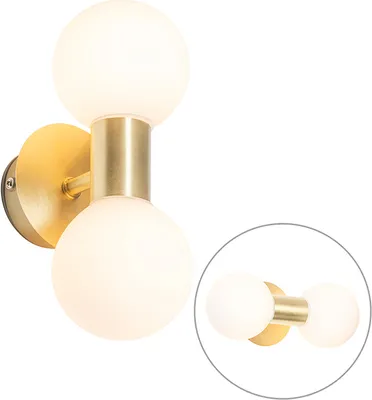 Produktbild von QAZQA - Moderne Bad I Badezimmer Wandleuchte Gold I Messing IP44 2-flammig - Cederic I Up & Down - Glas Länglich - LED geeignet G9