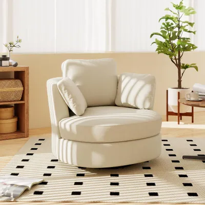 Produktbild von Moderner XXL-Sessel aus Chenille, 3 Kissen, hochelastisch, 103 x 91 x 86 cm, Beige