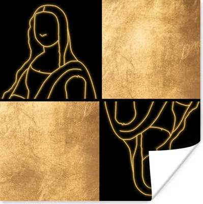 Produktbild von MuchoWow® Poster Alte Meister - Collage - Gold 100x100 cm - Babyzimmer