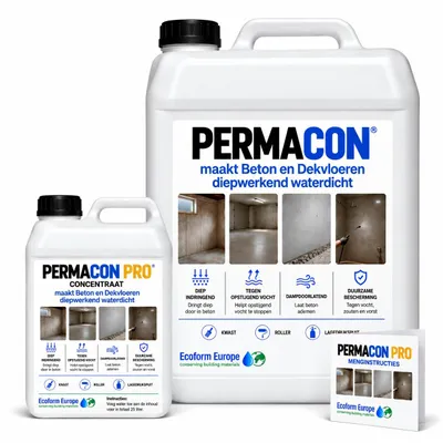 Productafbeelding van Permacon Pro Concentraat – Maakt 25 L – Tegen Optrekkend Vocht & Doorslaand Water – Voor Kelder, Beton en Steen – Blijvend Waterdicht