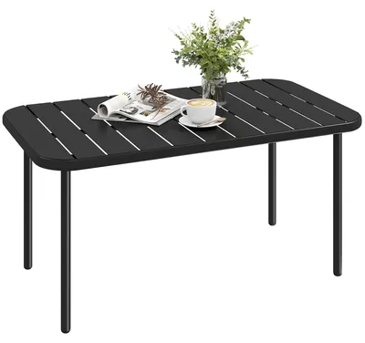 Produktbild von Outsunny Beistelltisch Balkontisch aus Stahl Rechteckig für Balkon, 90x50x43 cm
