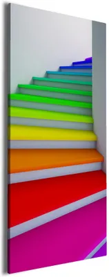 Produktbild von Wallario Premium Leinwandbild Bunte Treppe in Größe 60 x 150 cm