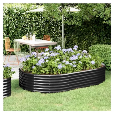 Produktbild von Hochbeet aus Metall für Pflanzen, Kräuter und Blumen 214x140x36 cm Anthrazit