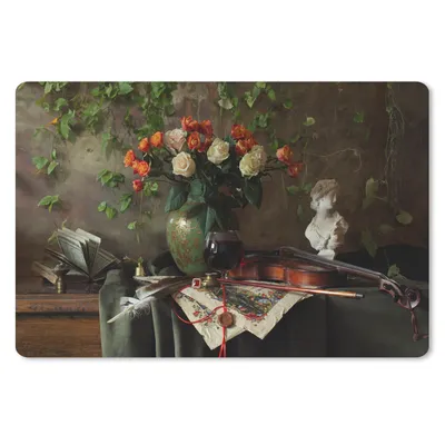 Produktbild von MuchoWow® Mauspad Mousepad Blumen - Geige - Stilleben 27x18 cm - Mousepads - Maus Mat - Pad - Mausunterlage - Büroartikel - Desk Matten