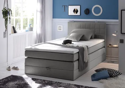 Produktbild von Boxspringbett HAWAI 1 Funktionspolsterbett Doppelbett Bettkasten Topper Bonell 120 x 200 cm grau