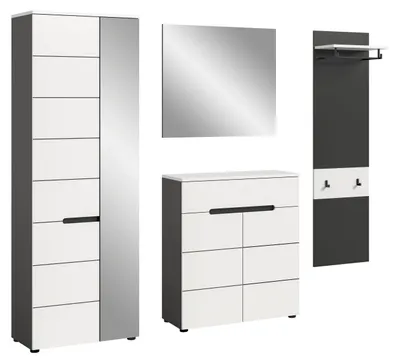 Produktbild von Garderoben-Set Canu 2 | Basalt grau / Weiß | 4-teilig
