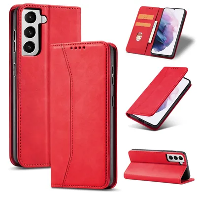 Productafbeelding van König Design hoesje, compatibel met Samsung Galaxy S21 Ultra, kunstleren telefoonhoesje - telefoonhoesje, rood