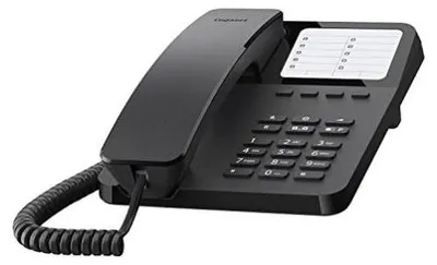 Produktbild von Gigaset DESK 400, Analoges Telefon, Kabelgebundenes Mobilteil, 10 Eintragungen, Schwarz