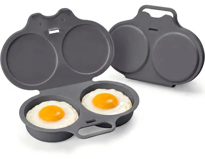 Produktbild von Mikrowellen Eierkocher 2er Set, Eierkocher für Mikrowelle für gekochte Eier und Omelett, schneller Frühstückshelfer für Büro, Studentenwohnung und kleine Küche-Schwarz