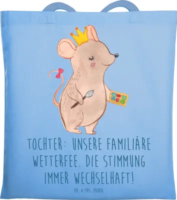 Produktbild von Mr. & Mrs. Panda Schultasche Tochter Wetterfee - Sky Blue - Geschenk, Einfallsreichtum, Familienmitglieder, Laptoptasche, Lächeln, Freude, Jutetasche, Shopping Tasche